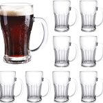 Beer Mugs Set,Glass Mugs With Handle 16oz,Large Beer Glasses For Freezer,Beer Cups Drinking Glasses 500ml,Pub Drinking Mugs Stein Water Cups For Bar,Alcohol,Beverages Set of 8 KTZB02…